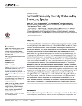 Bacterial Community Diversity Harboured by Interacting Species