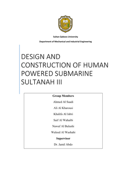 Design and Construction of Human Powered Submarine Sultanah Iii