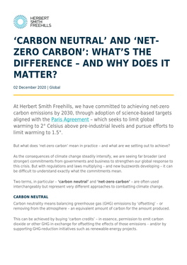 'Carbon Neutral' and 'Net-Zero Carbon': What's the Difference – and Why Does It Matter?
