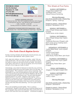 September 10, 2017 Five Forks Church Baptism Service