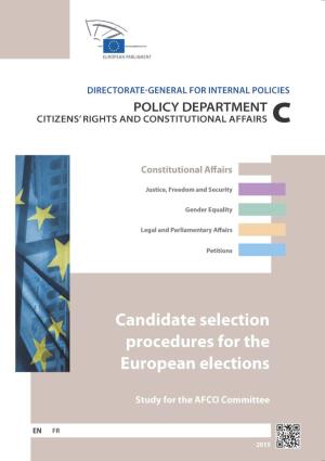 Candidate Selection Procedures for the European Elections