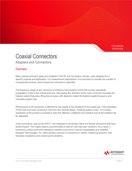 Coaxial Connectors Adapters and Connectors