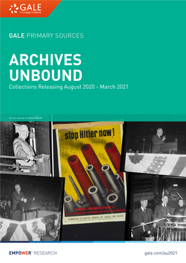 ARCHIVES UNBOUND Collections Releasing August 2020 - March 2021