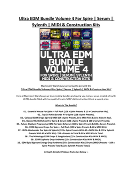 Ultra EDM Bundle Volume 4 for Spire | Serum | Sylenth | MIDI & Construction Kits