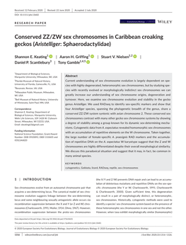 Conserved ZZ/ZW Sex Chromosomes in Caribbean Croaking Geckos (Aristelliger: Sphaerodactylidae)