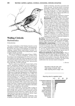 Wailing Cisticola Breeding: Atlas Records Were October–April
