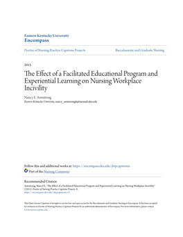 The Effect of a Facilitated Educational Program and Experiential Learning on Nursing Workplace Incivility" (2015)