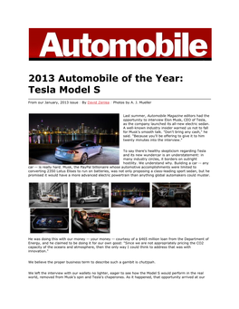 2013 Automobile of the Year: Tesla Model S