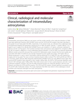 Clinical, Radiological and Molecular Characterization of Intramedullary