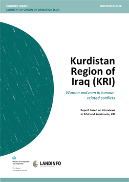Kurdistan Region of Iraq (KRI) Women and Men in Honour- Related Conflicts