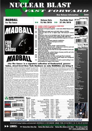 MADBALL Release Date Pre-Order Start for the Cause Uu 15/06/2018 Uu 27/04/2018