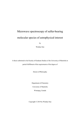 Microwave Spectroscopy of Sulfur-Bearing Molecular Species Of