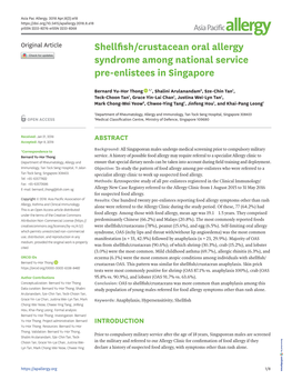 Shellfish/Crustacean Oral Allergy Syndrome Among National Service Pre-Enlistees in Singapore