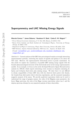 Supersymmetry and LHC Missing Energy Signals