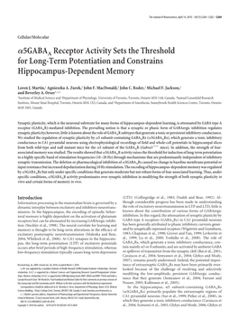 Α5gabaa Receptor Activity Sets the Threshold for Long-Term Potentiation and Constrains Hippocampus-Dependent Memory