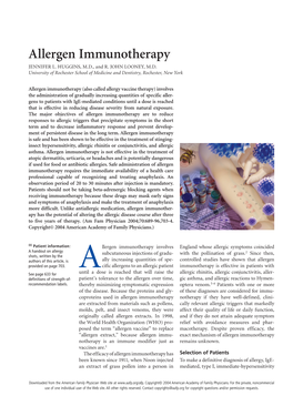 Allergen Immunotherapy JENNIFER L
