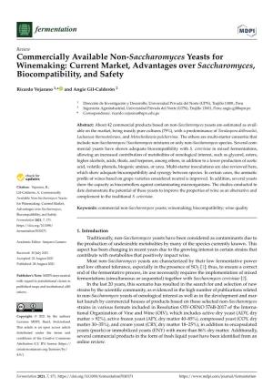 Commercially Available Non-Saccharomyces Yeasts for Winemaking: Current Market, Advantages Over Saccharomyces, Biocompatibility, and Safety