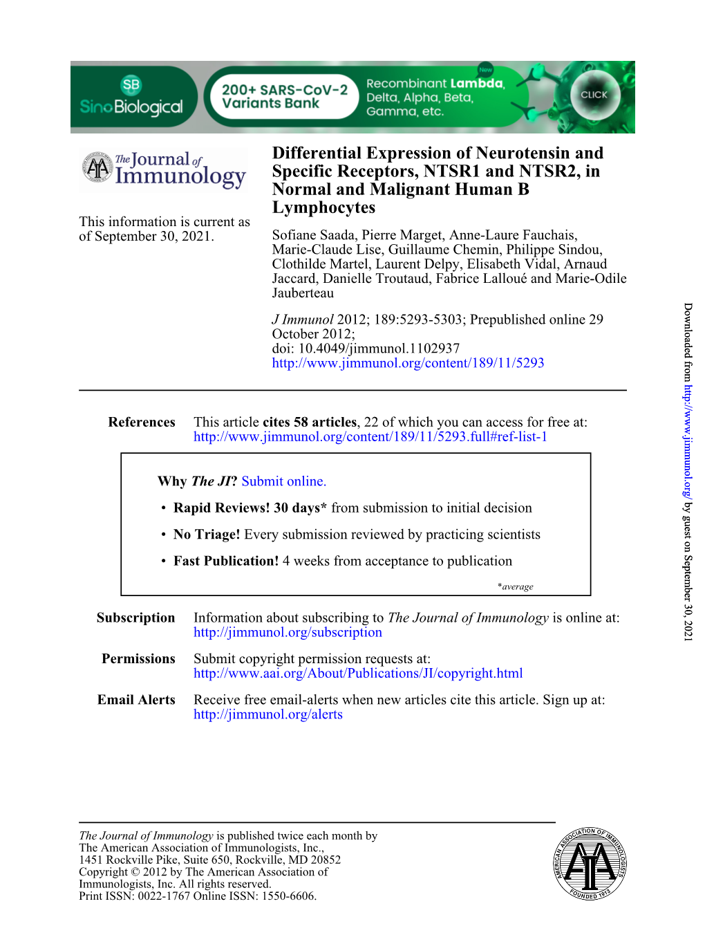 Lymphocytes Normal and Malignant Human B Specific Receptors