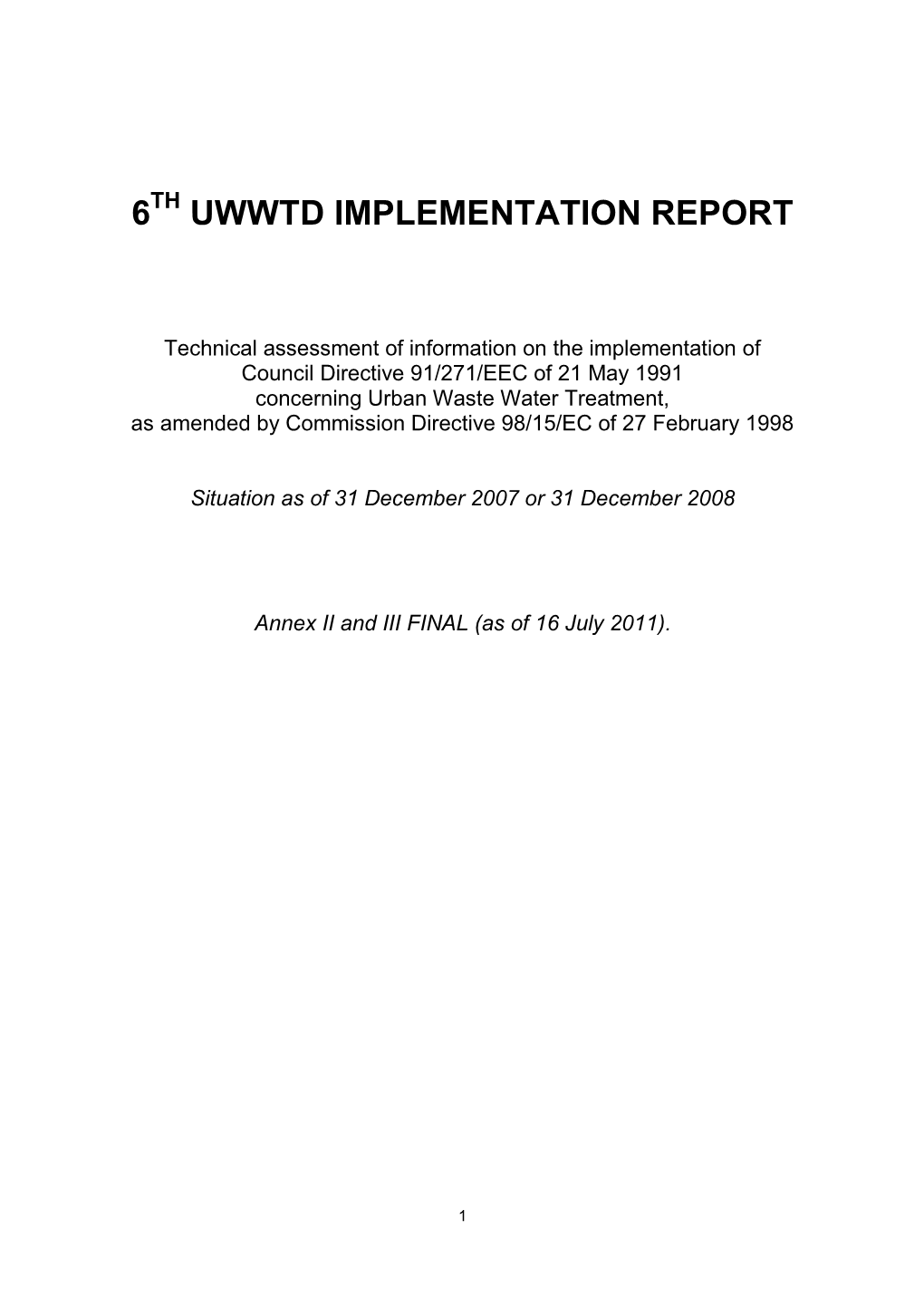 6 Uwwtd Implementation Report