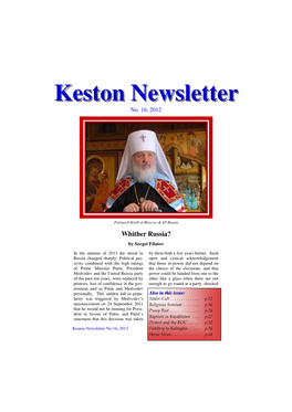 Newsletter No 16 2012