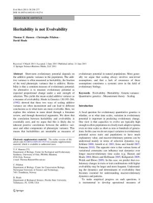 Heritability Is Not Evolvability