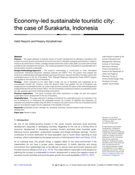 Economy-Led Sustainable Touristic City: the Case of Surakarta, Indonesia