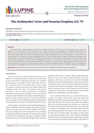The Archimedes' Lever and Vesuvius Eruption A.D. 79