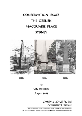 Conservation Issues the Obelisk Macquarie Place