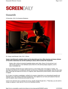 Guzaarish | Review | Screen Page 1 of 2