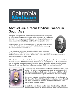 Medical Pioneer in South Asia