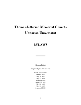 Thomas Jefferson Memorial Church- Unitarian Universalist BYLAWS