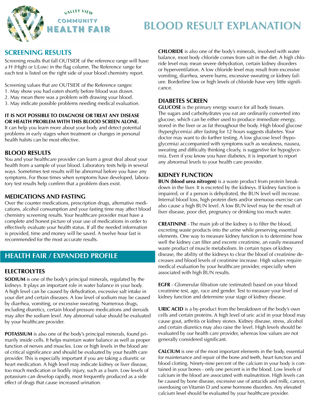 Blood Result Explanation