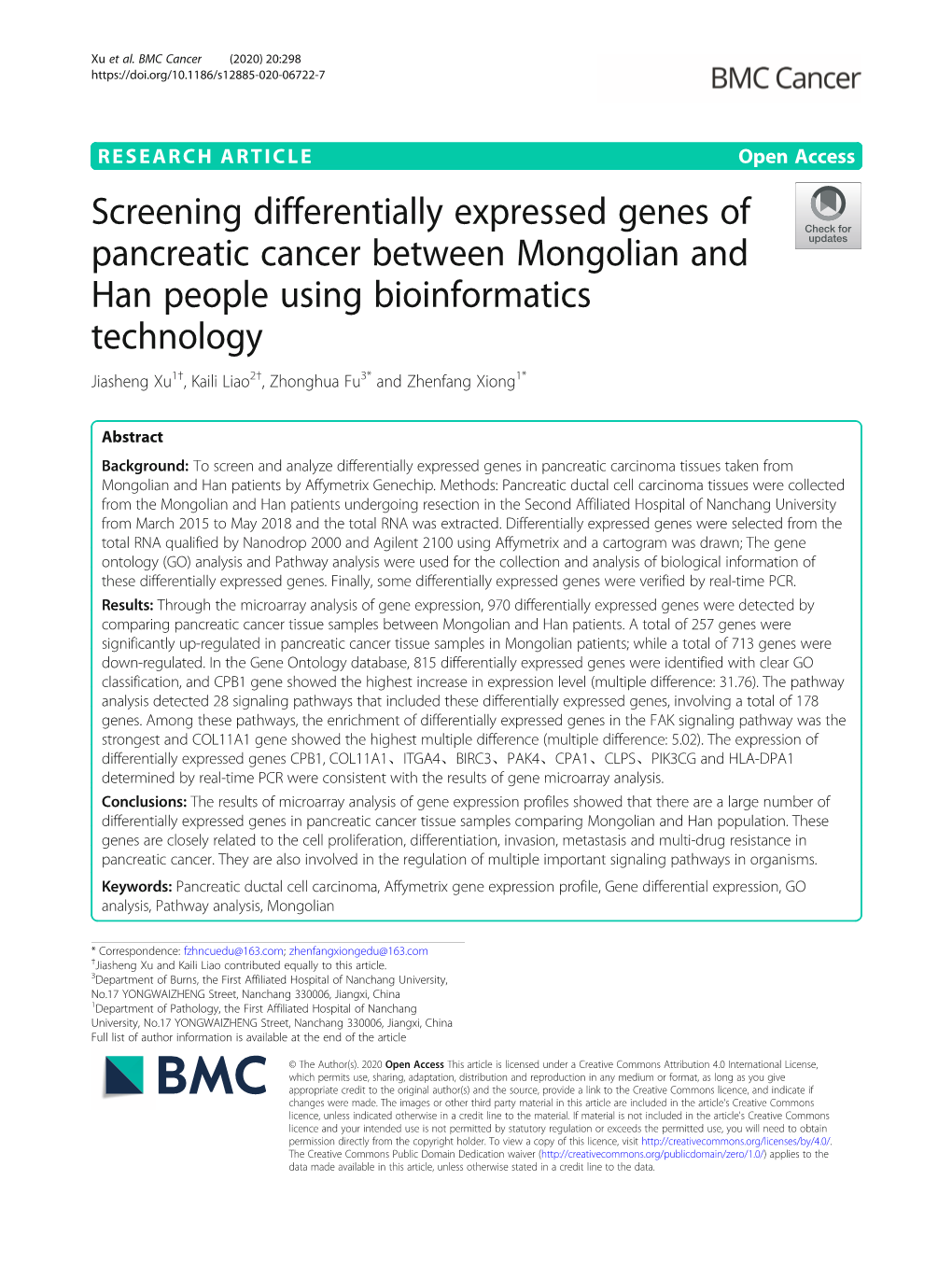 Screening Differentially Expressed Genes of Pancreatic Cancer