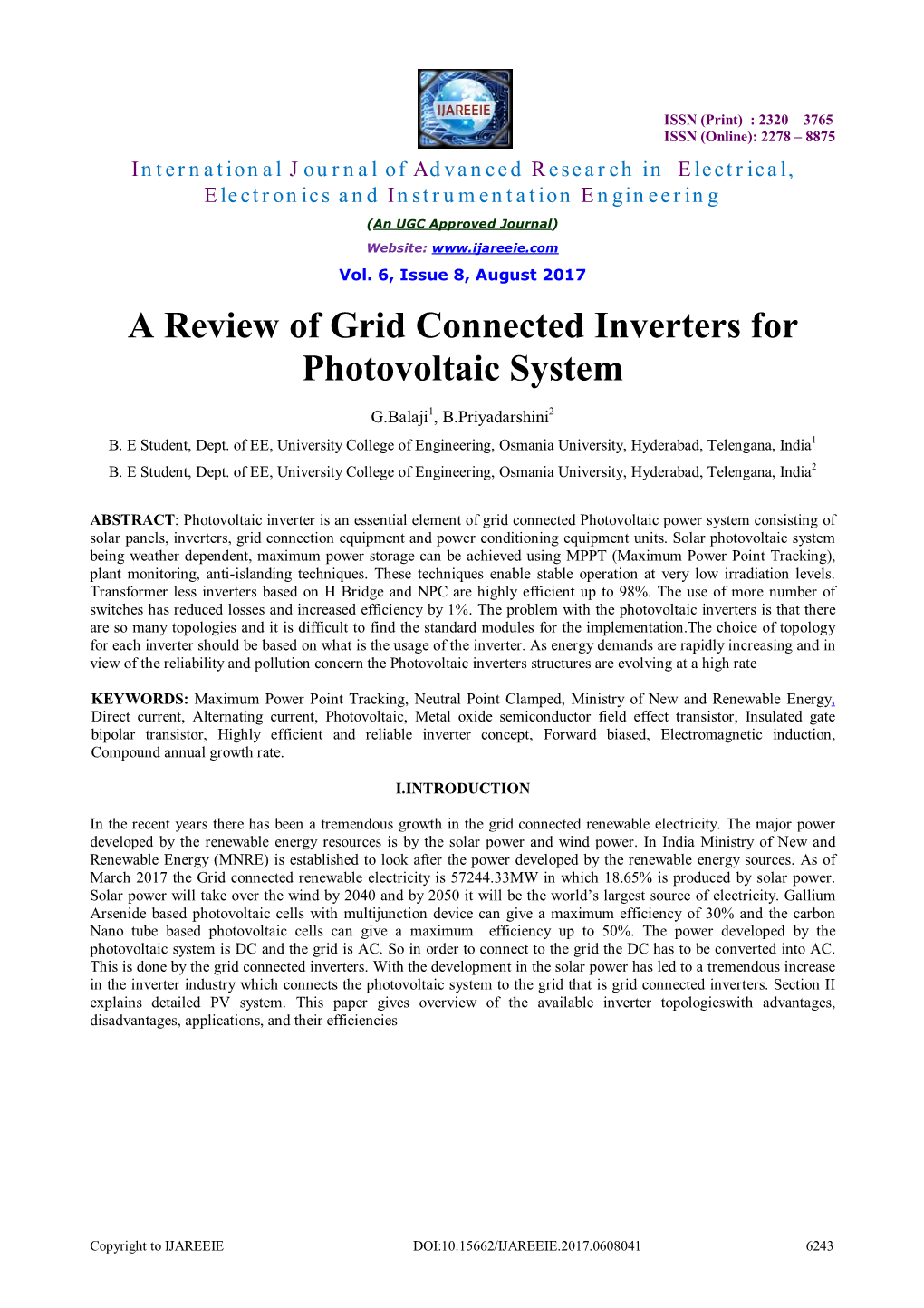 A Review of Grid Connected Inverters for Photovoltaic System