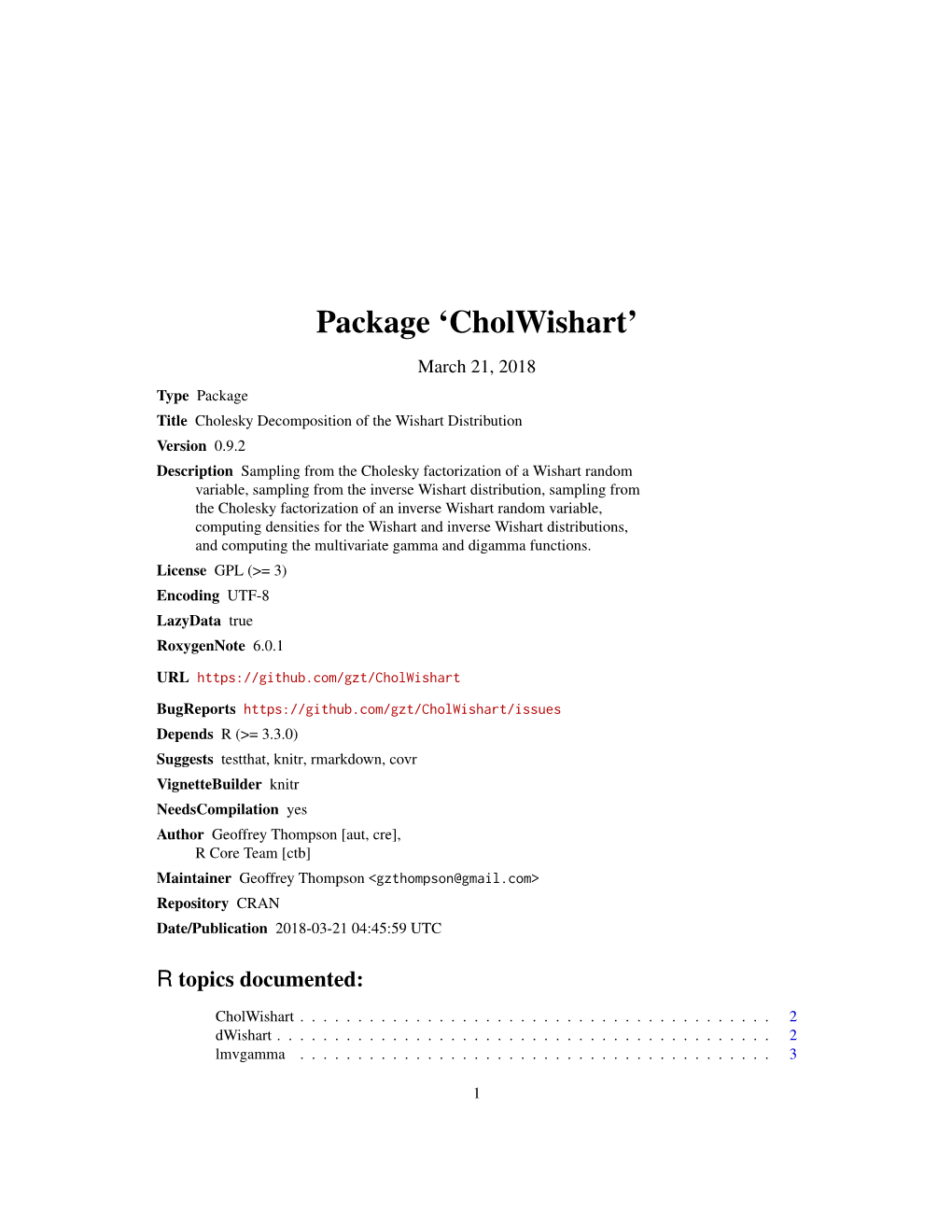 Package 'Cholwishart'