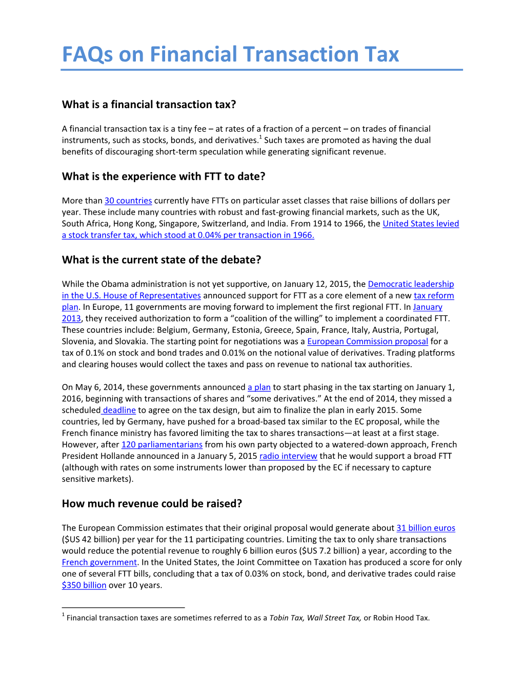 Faqs on Financial Transaction Tax