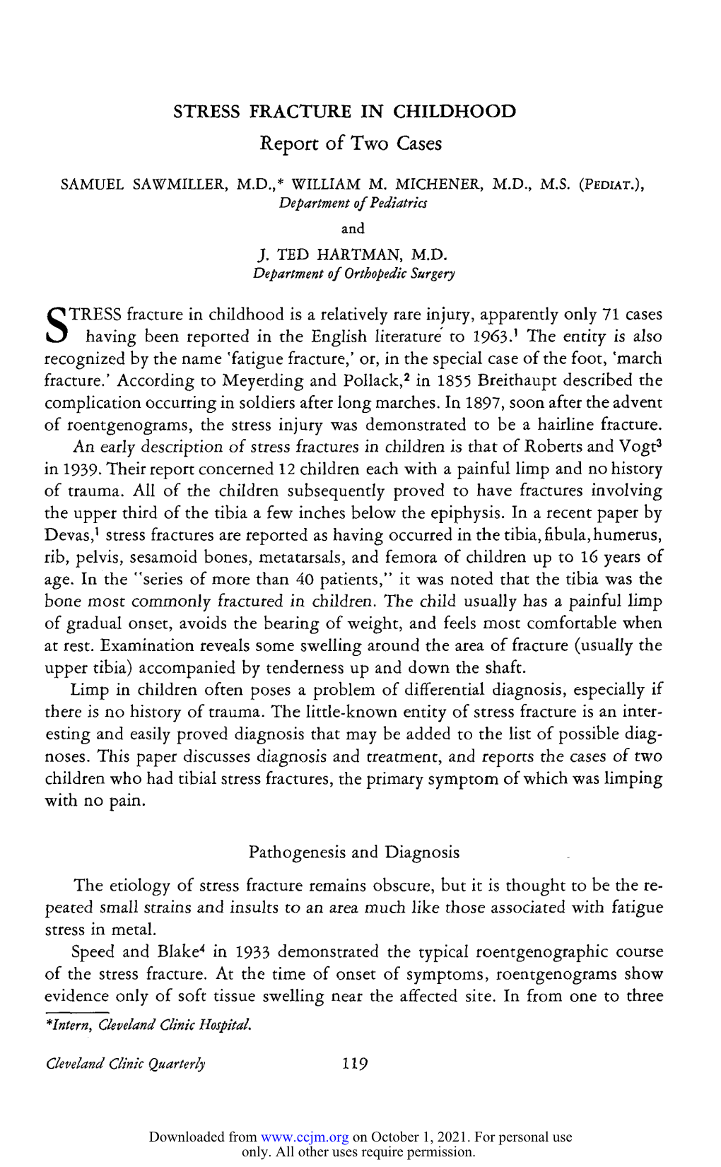 STRESS FRACTURE in CHILDHOOD Report of Two Cases