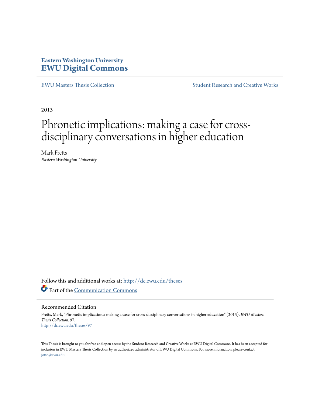 Making a Case for Cross-Disciplinary Conversations in Higher Education