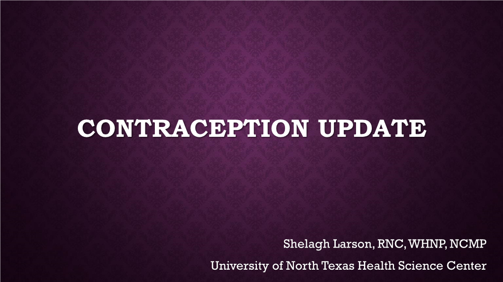 Contraception Update