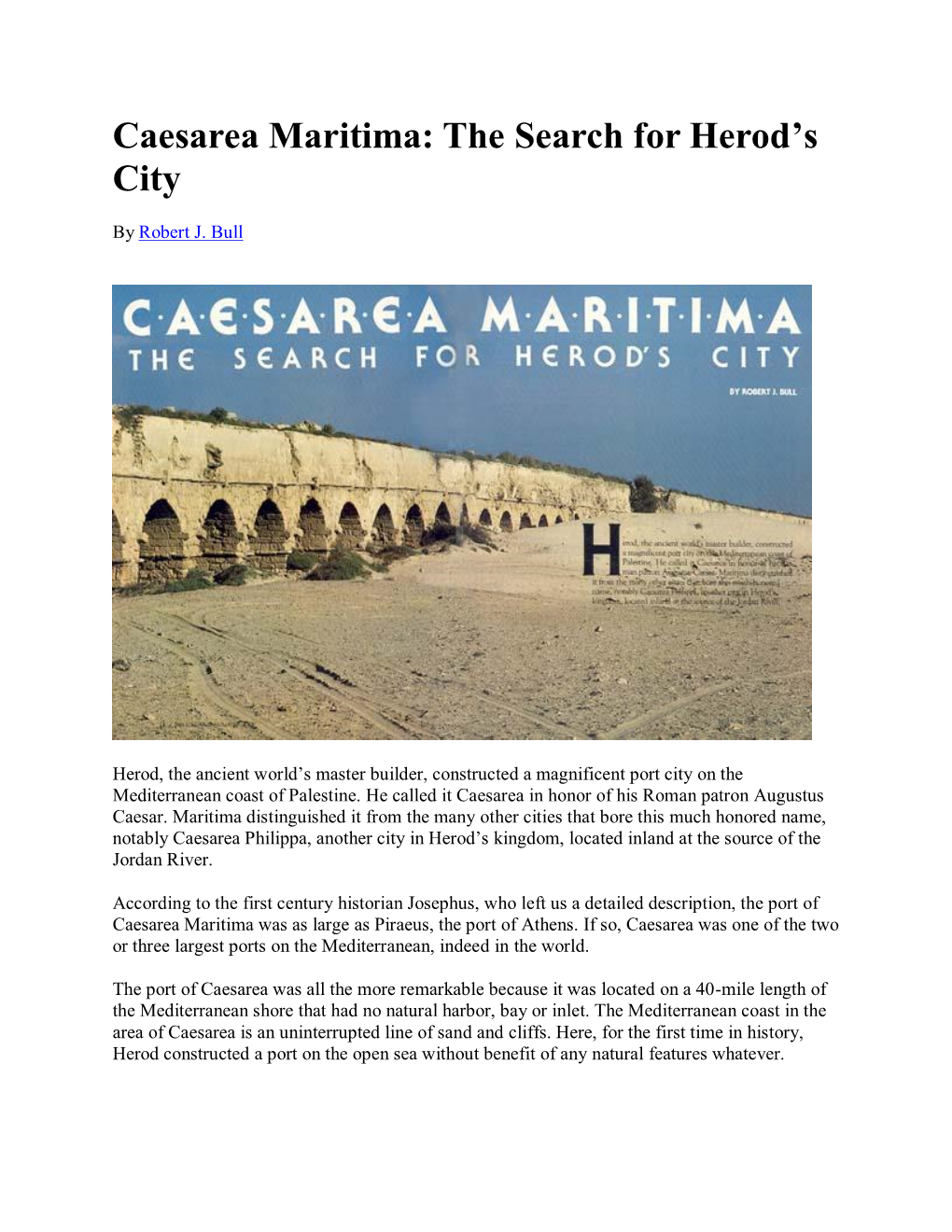 Caesarea Maritima: the Search for Herod’S City