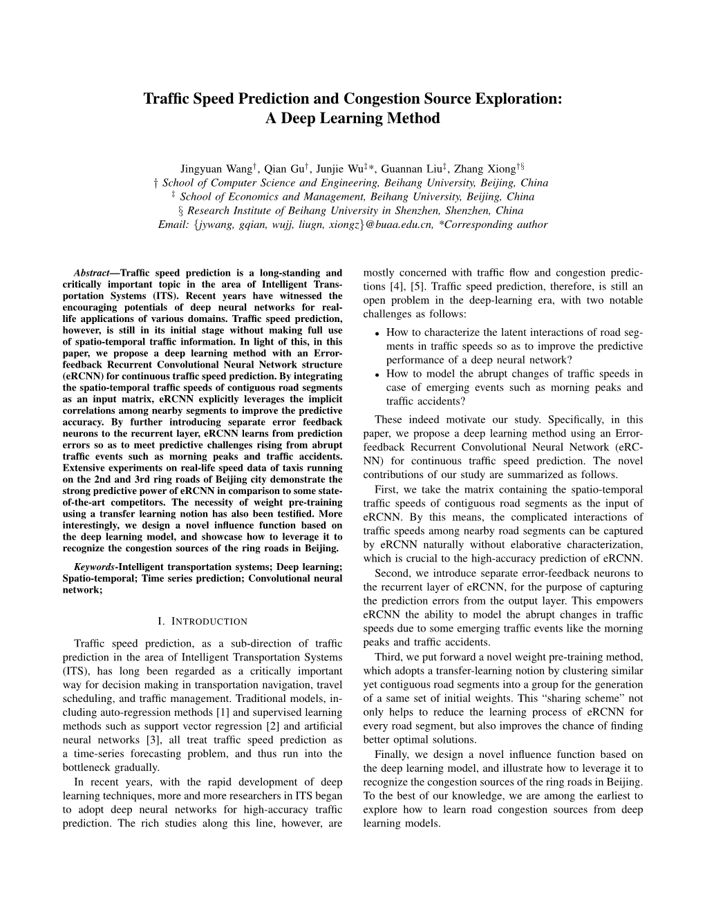 Traffic Speed Prediction and Congestion Source Exploration: A