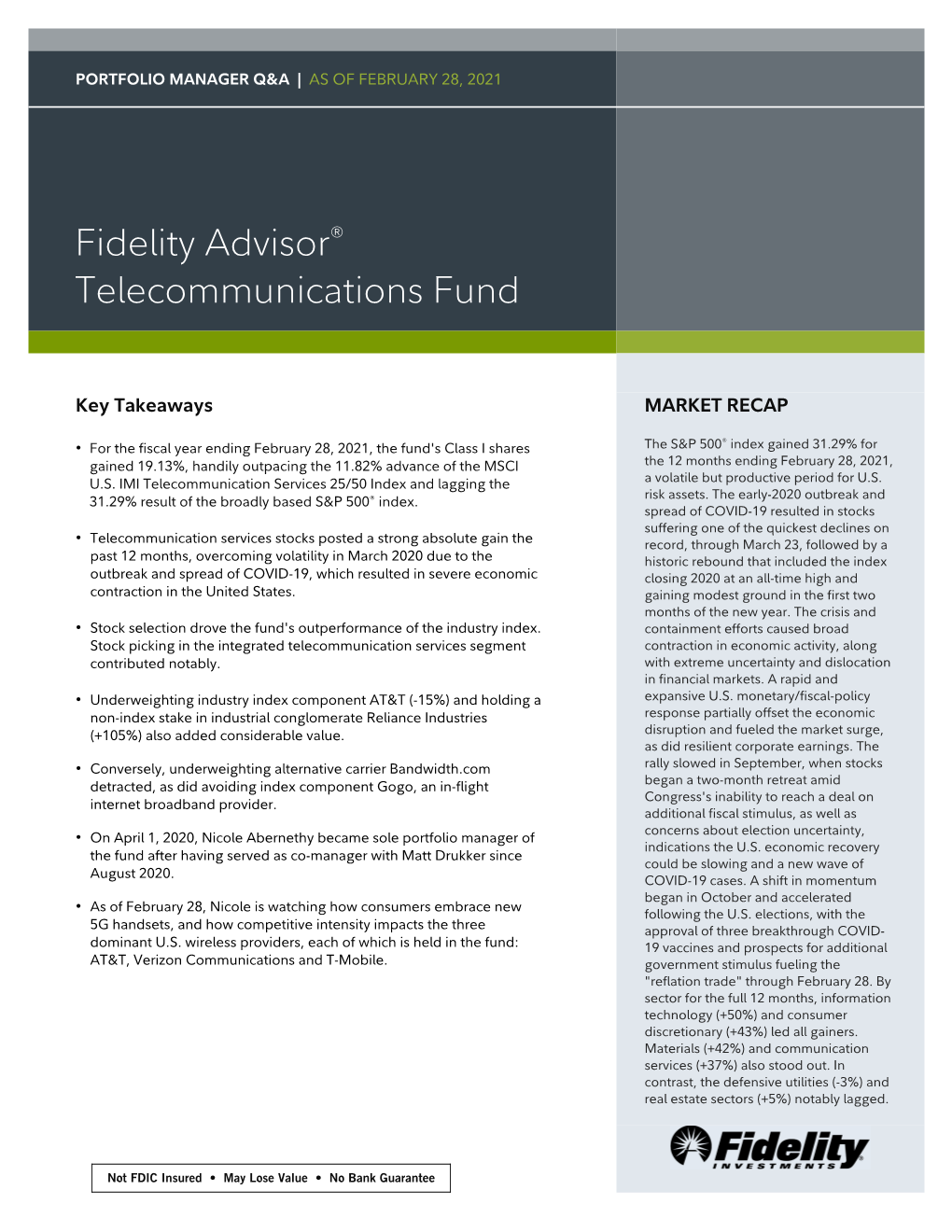 Fidelity Advisor® Telecommunications Fund