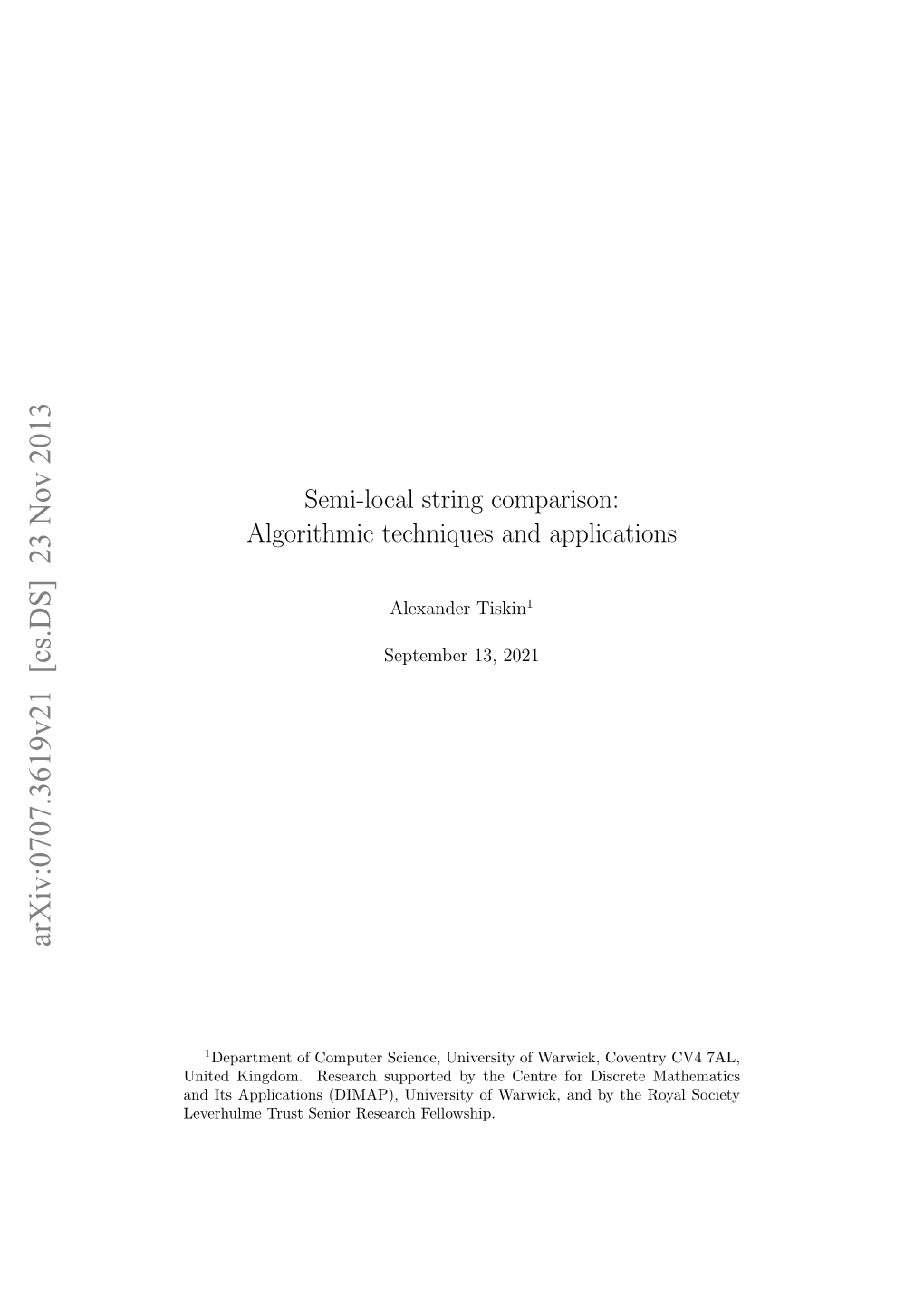 Arxiv:0707.3619V21 [Cs.DS] 23 Nov 2013