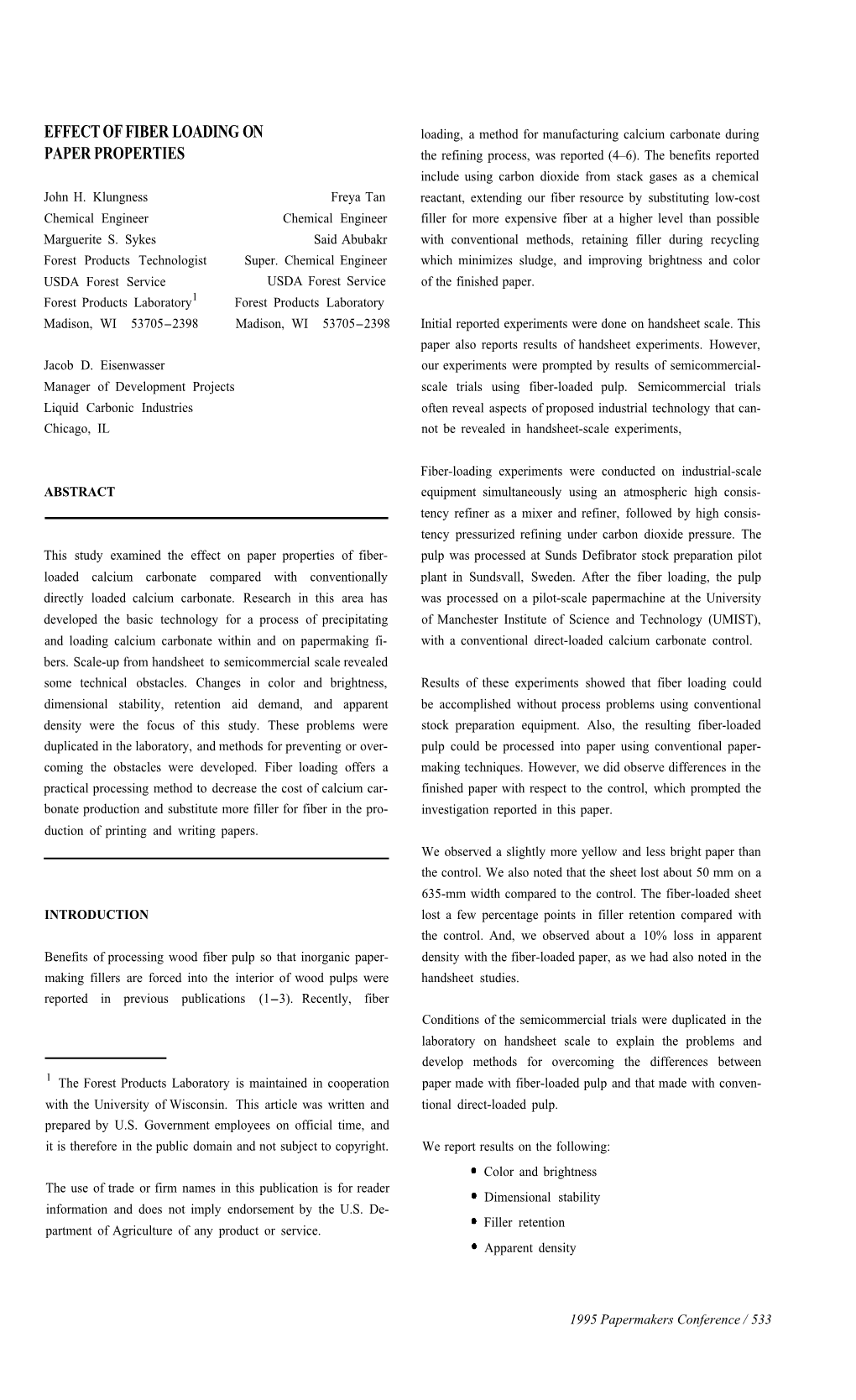 Effect of Fiber Loading on Paper Properties