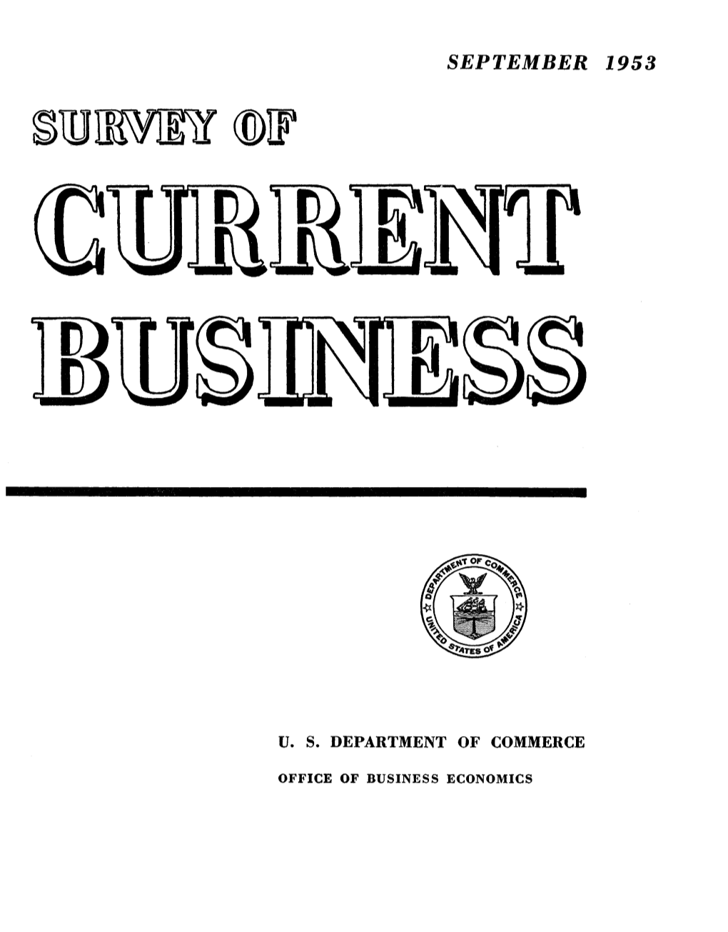 Survey of Current Business September 1953