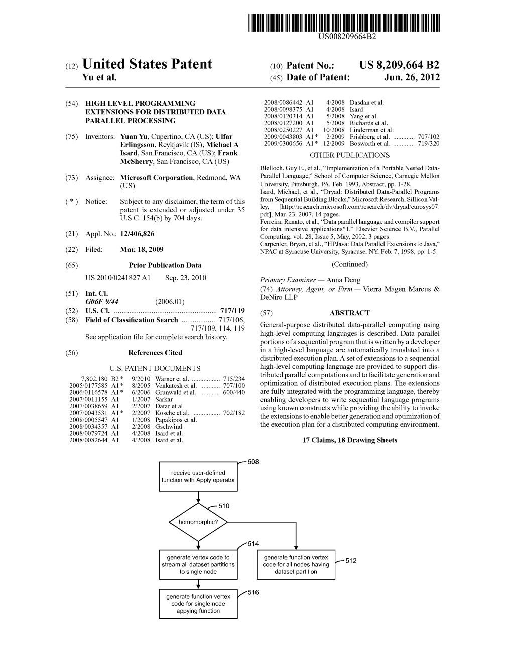 (12) United States Patent (10) Patent No.: US 8.209,664 B2 Yu Et Al