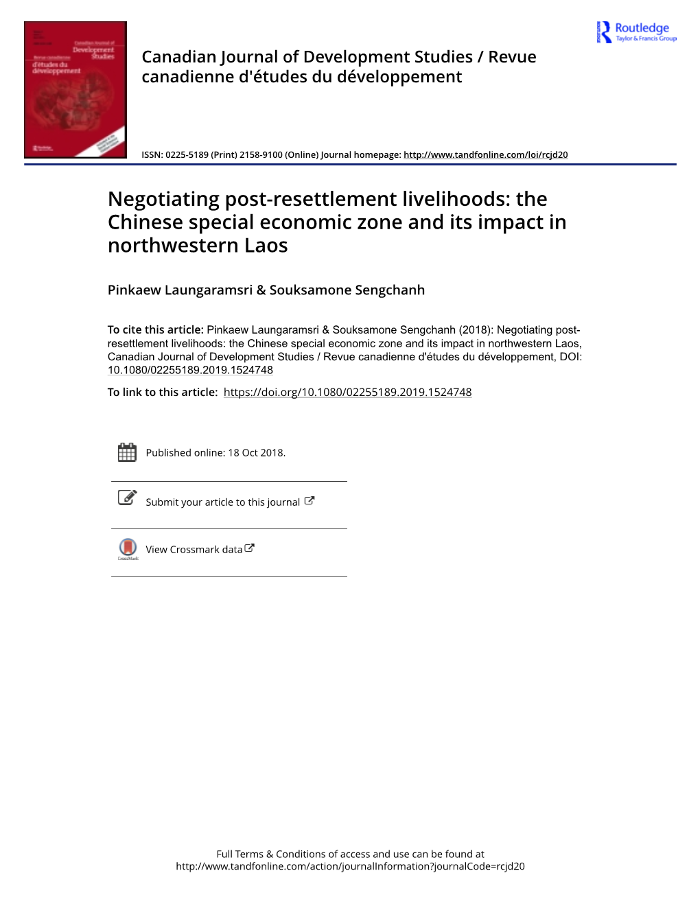 The Chinese Special Economic Zone and Its Impact in Northwestern Laos