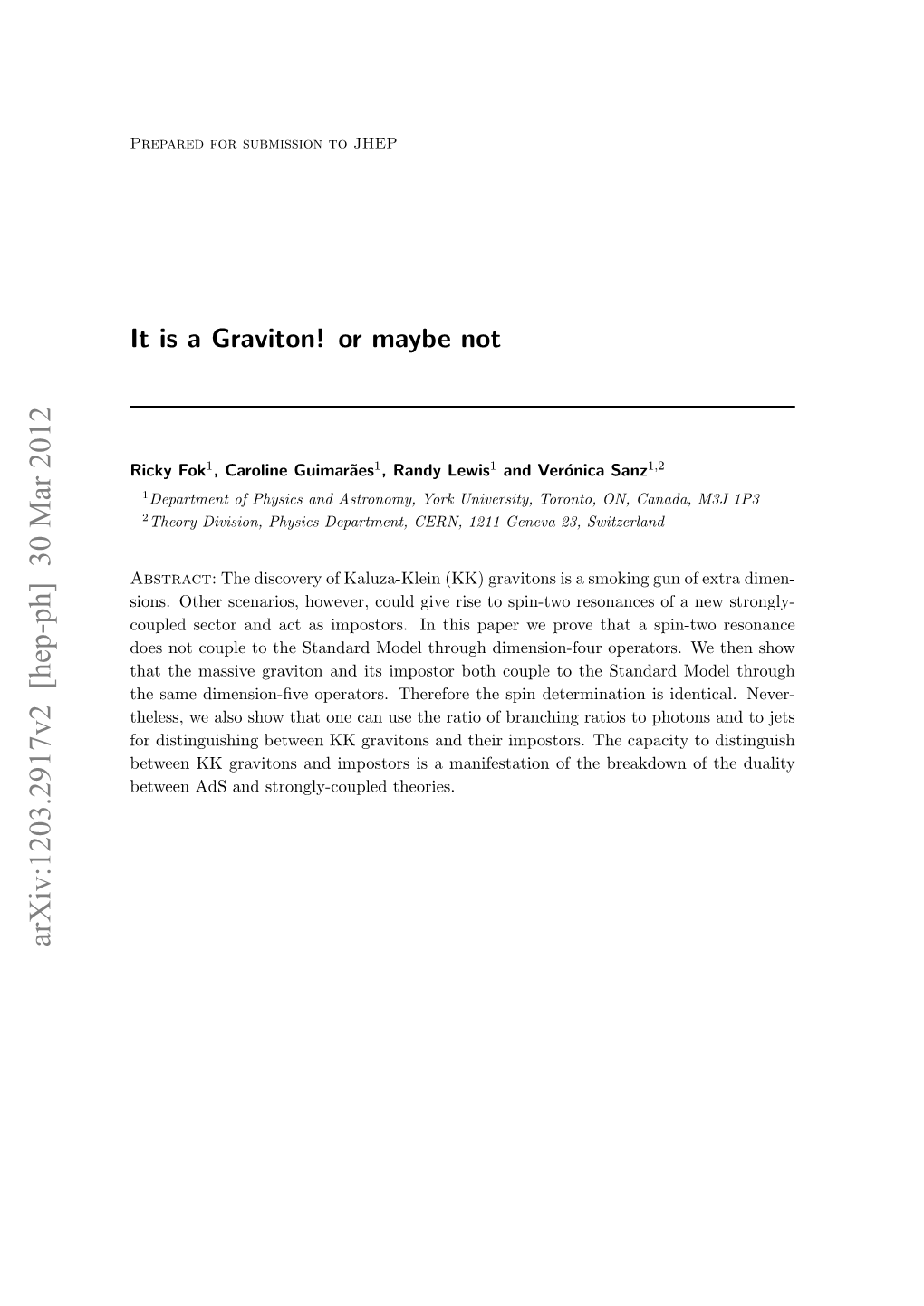 Arxiv:1203.2917V2 [Hep-Ph] 30 Mar 2012 Contents