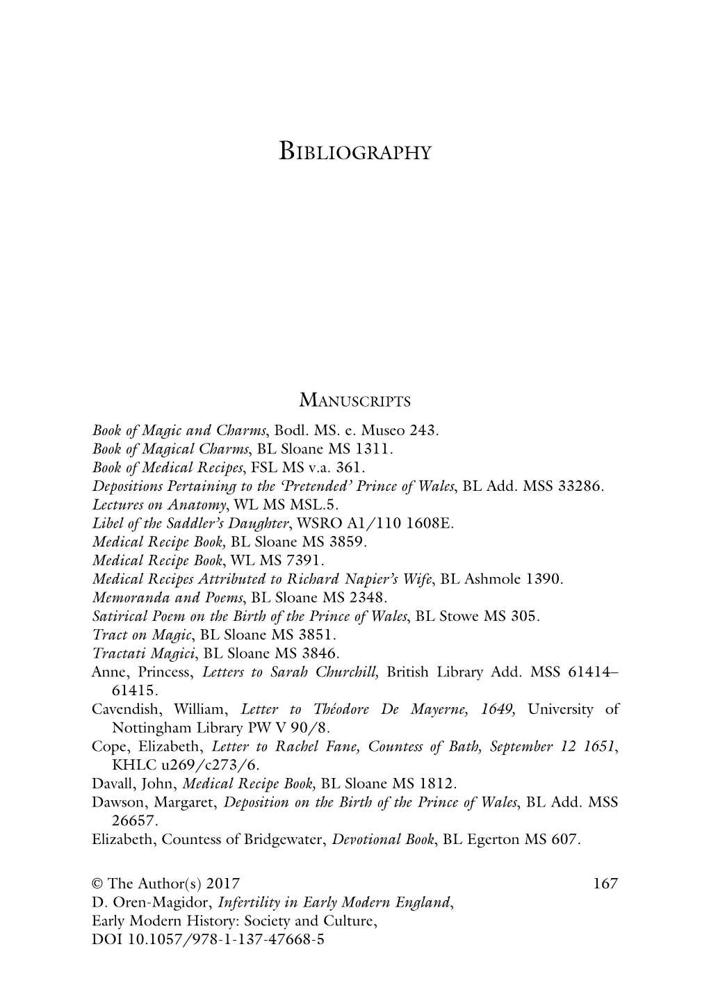 Infertility in Early Modern England, Early Modern History: Society and Culture, DOI 10.1057/978-1-137-47668-5 168 BIBLIOGRAPHY