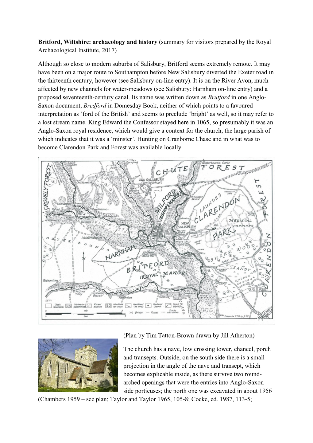 Britford, Wiltshire: Archaeology and History (Summary for Visitors Prepared by the Royal Archaeological Institute, 2017)